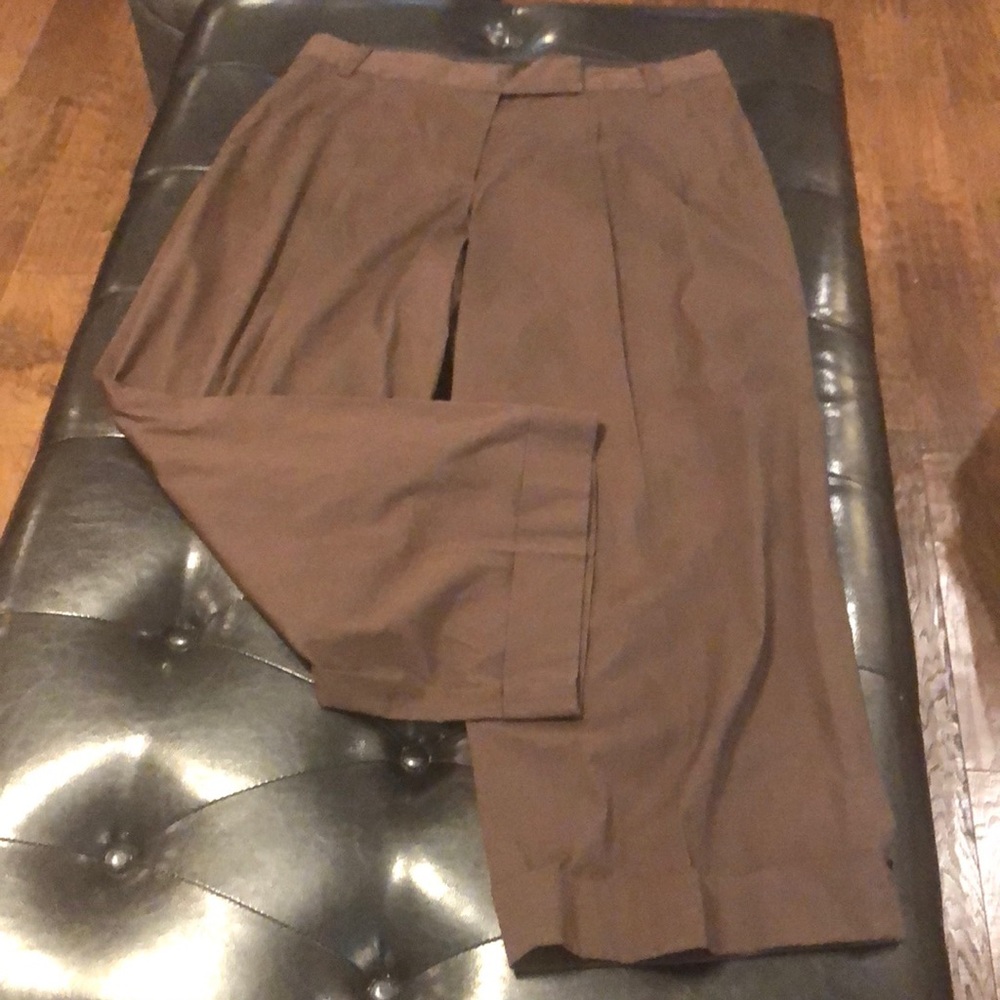DKNY,12, Fall color brown pants, pockets front@back,cuffs on hem.